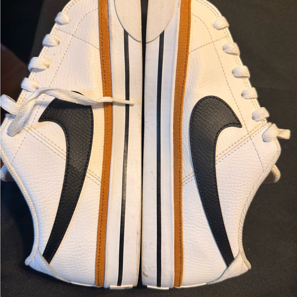 Nike White Sneakers with Black and Orange Accents for MEN
